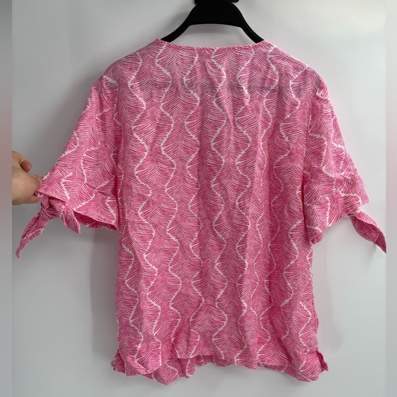 Charter club linen luxury summer short sleeve short blouse T-shirt size medium - Picture 13 of 13